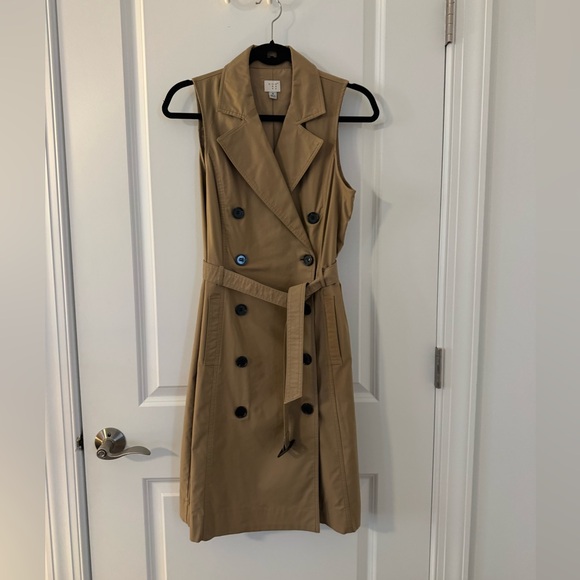 a new day Dresses & Skirts - a new day Sleeveless Double-Breasted Trench Dress in Tan